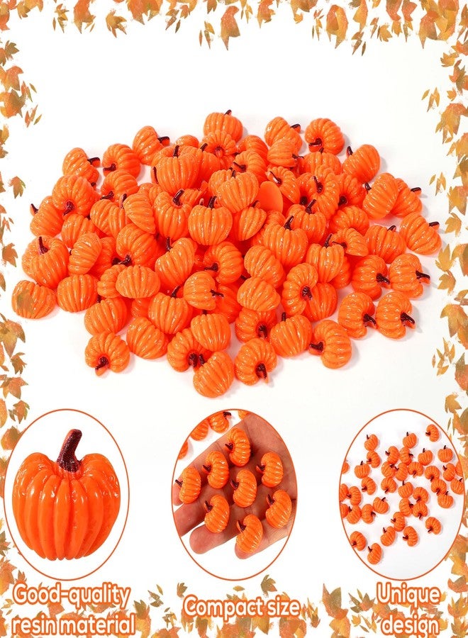 Sinbana 100pcs Mini Little Resin Pumpkins, Fall Miniatures Tiny Pumpkin Figurines for Halloween Decorating Thanksgiving Crafts Fairy Garden Dollhouse Table Centerpiece Small Autumn Decor for Home & Party - Image 4